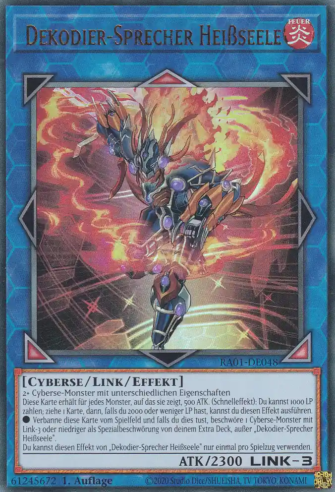 Dekodier-Sprecher Heißseele RA01-DE048 ist in Ultra Rare Yu-Gi-Oh Karte aus 25th Anniversary Rarity Collection 1.Auflage