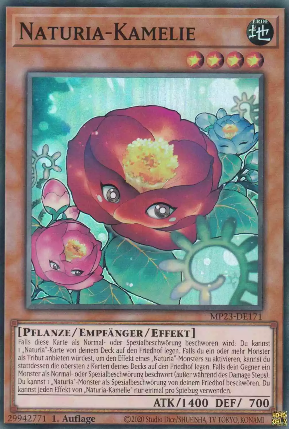 Naturia-Kamelie MP23-DE171 ist in Super Rare Yu-Gi-Oh Karte aus 25th Anniversary Tin Dueling Heroes 1.Auflage