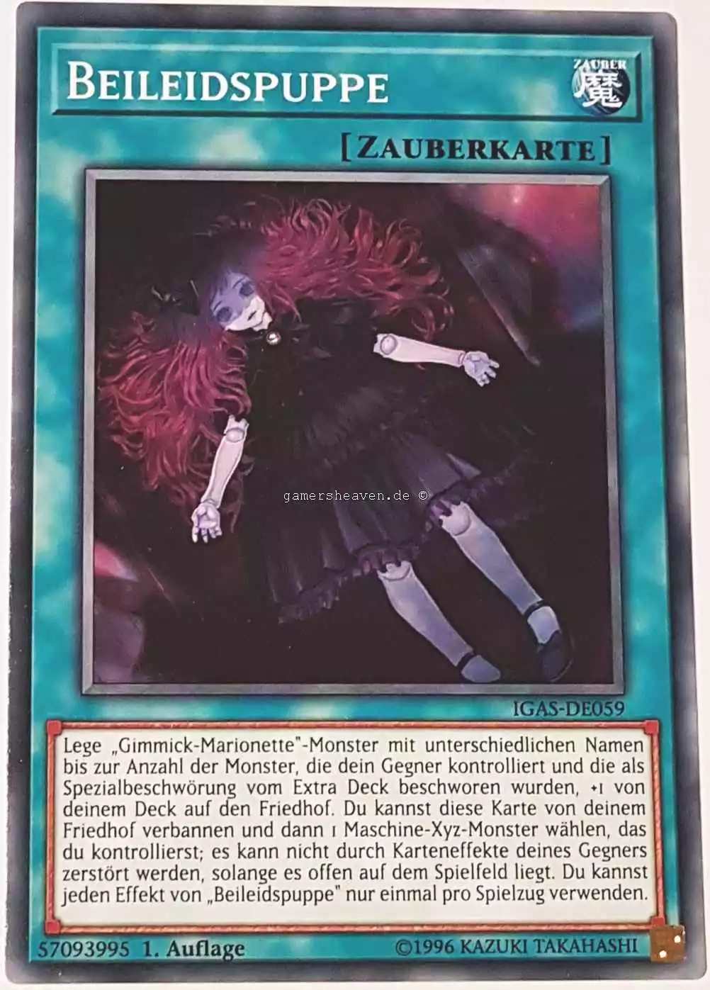 Beileidspuppe IGAS-DE059 ist in Common Yu-Gi-Oh Karte aus Ignition Assault 1.Auflage