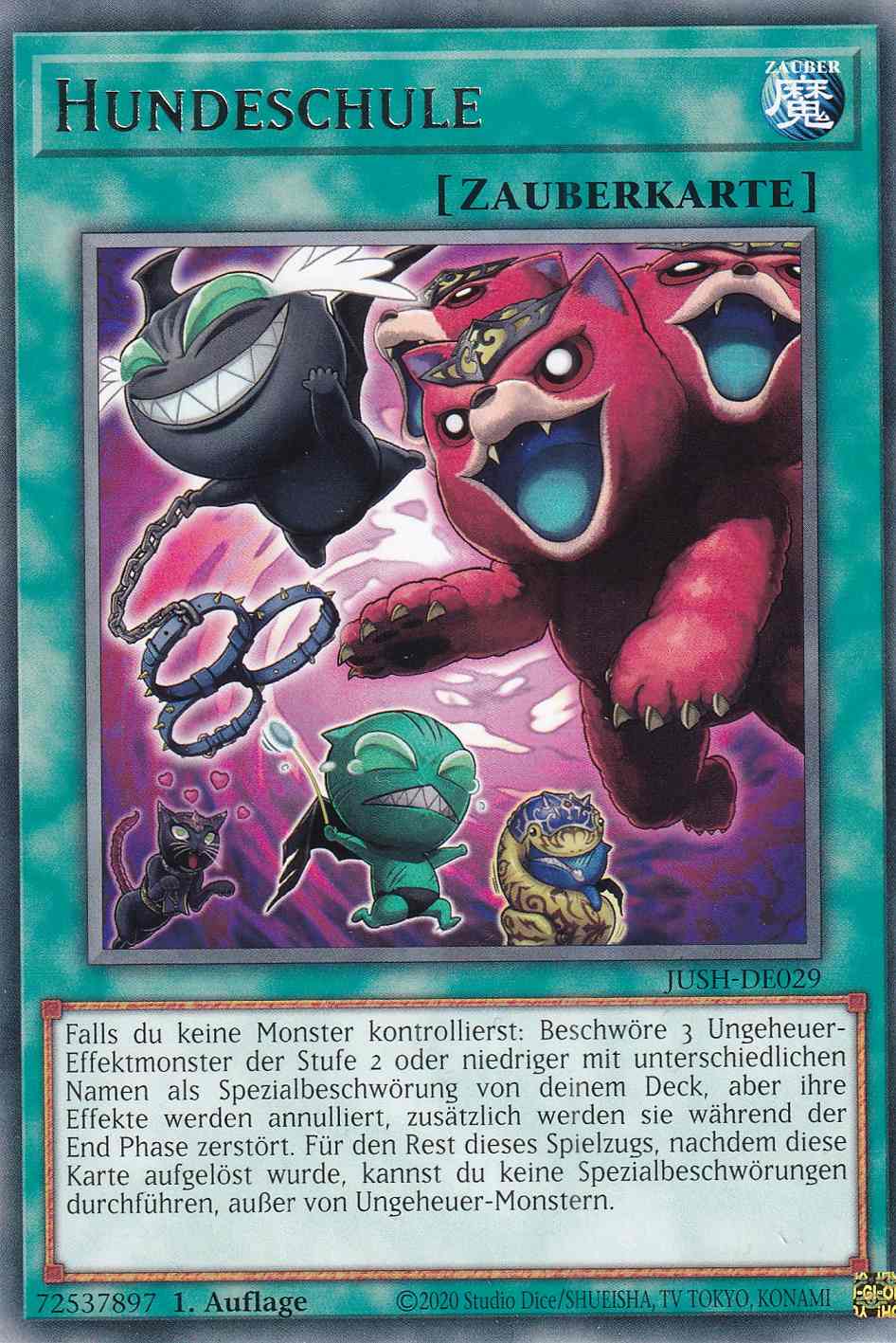 Hundeschule JUSH-DE029 ist in Rare Yu-Gi-Oh Karte aus Justice Hunters 1.Auflage