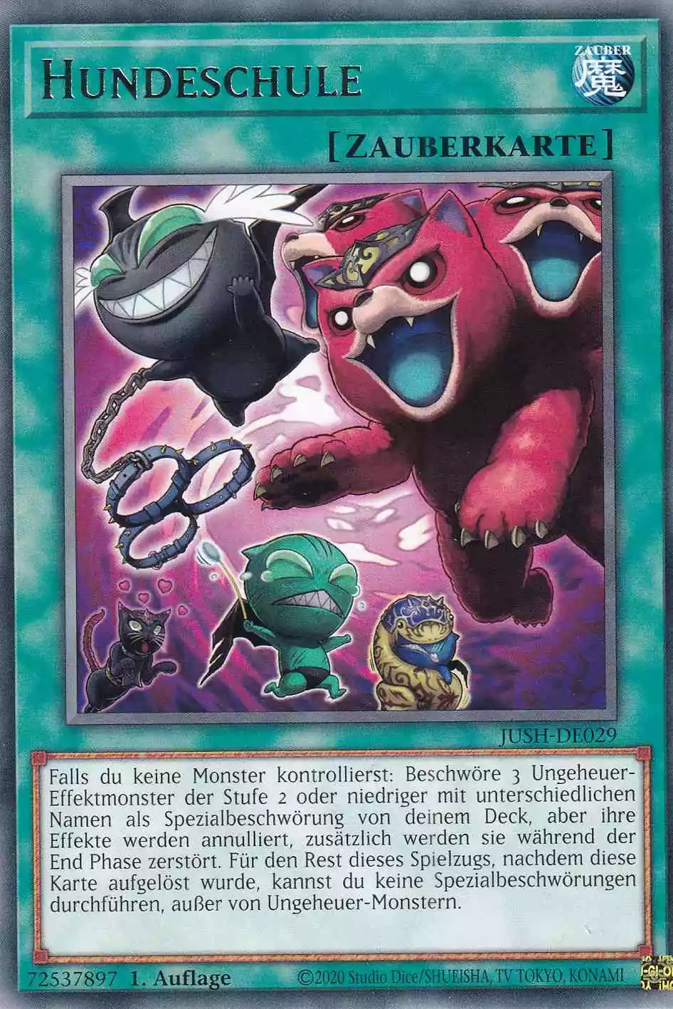 Hundeschule JUSH-DE029 ist in Rare Yu-Gi-Oh Karte aus Justice Hunters 1.Auflage