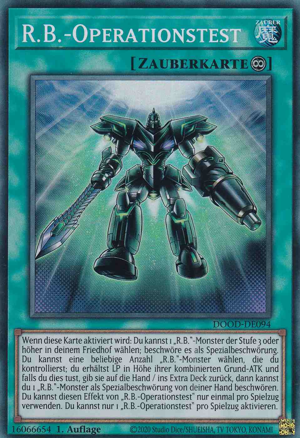 R.B.-Operationstest DOOD-DE094 ist in Super Rare Yu-Gi-Oh Karte aus Doom of Dimensions 1.Auflage