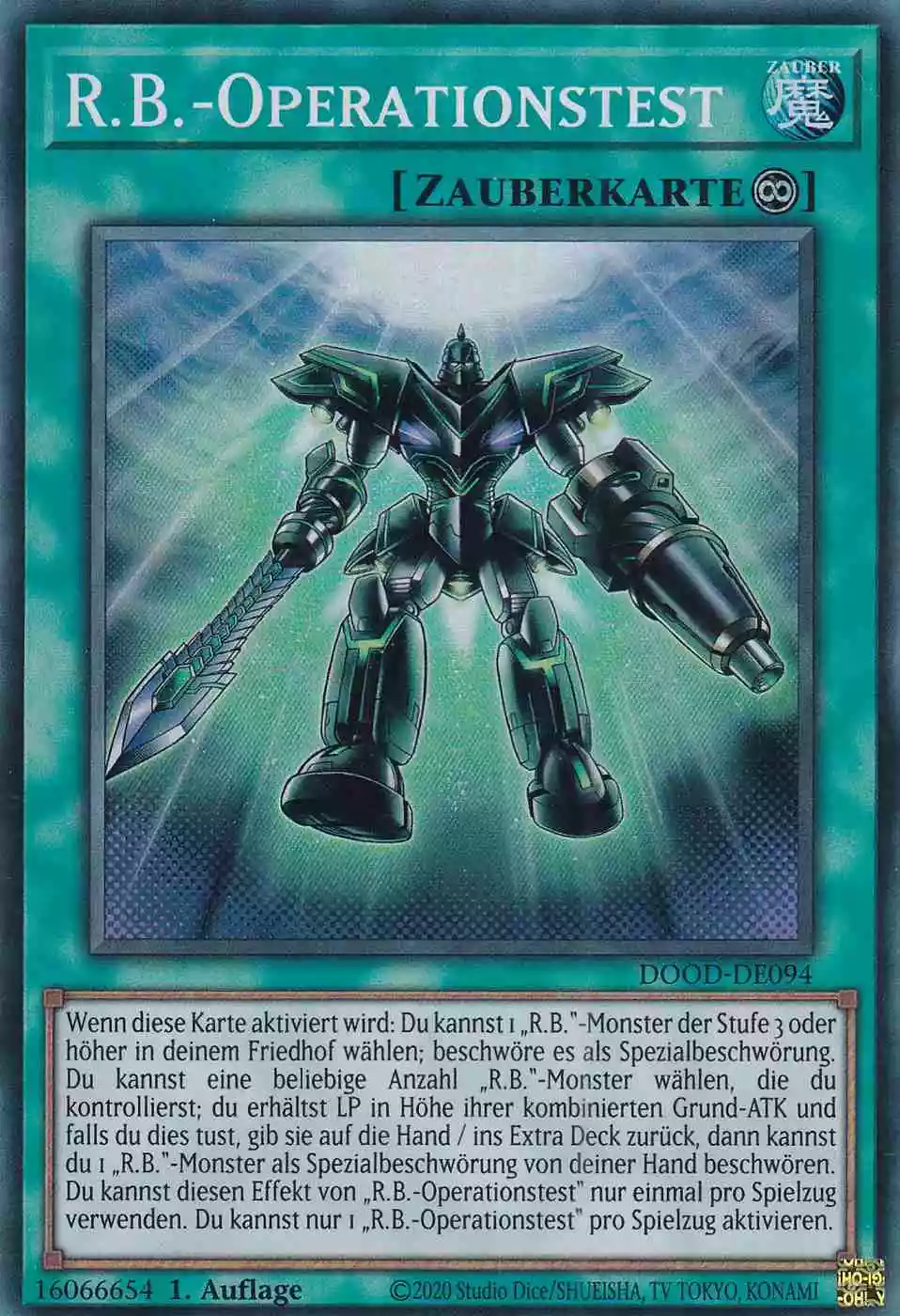 R.B.-Operationstest DOOD-DE094 ist in Super Rare Yu-Gi-Oh Karte aus Doom of Dimensions 1.Auflage