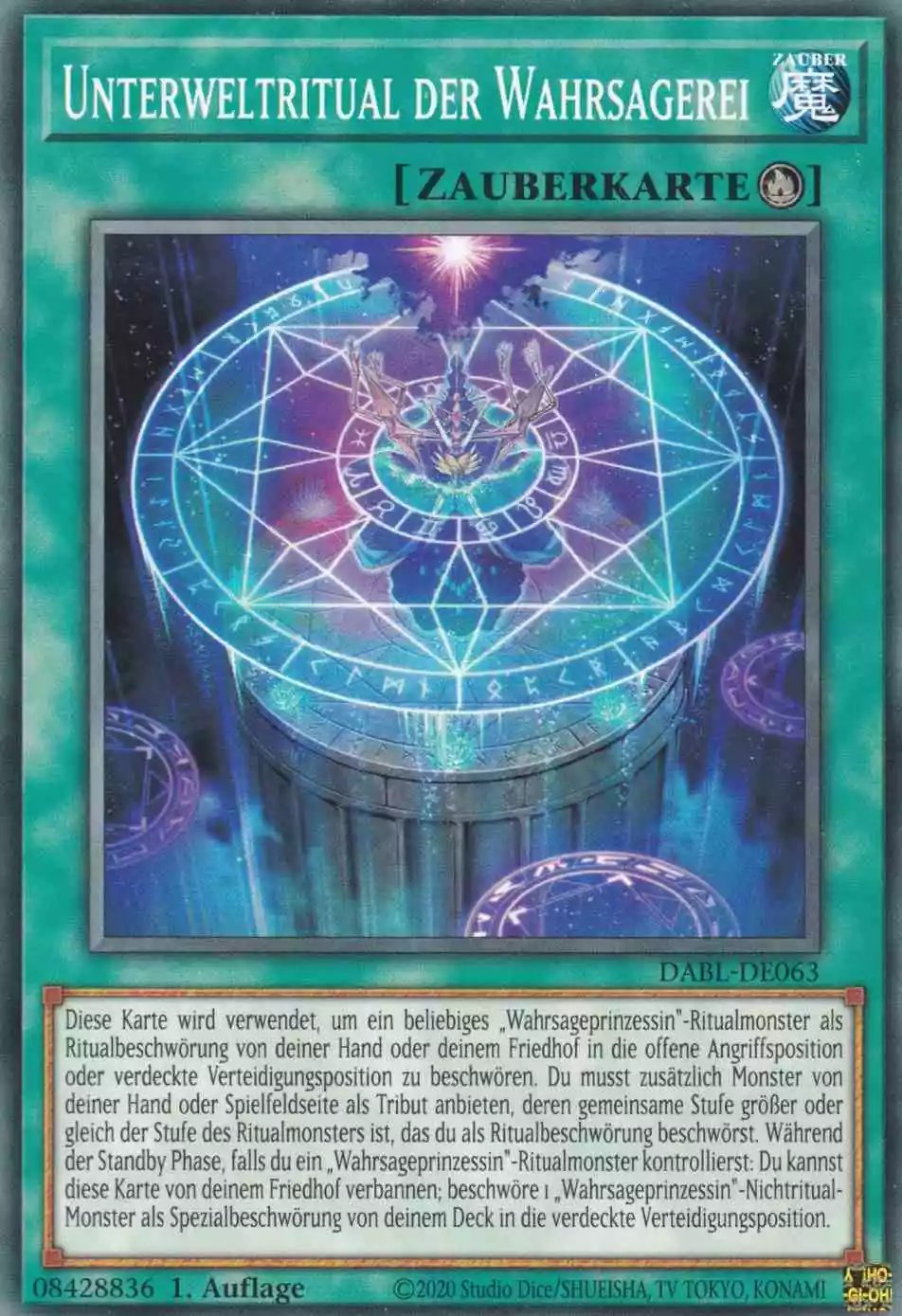 Unterweltritual der Wahrsagerei DABL-DE063 ist in Common Yu-Gi-Oh Karte aus Darkwing Blast 1.Auflage