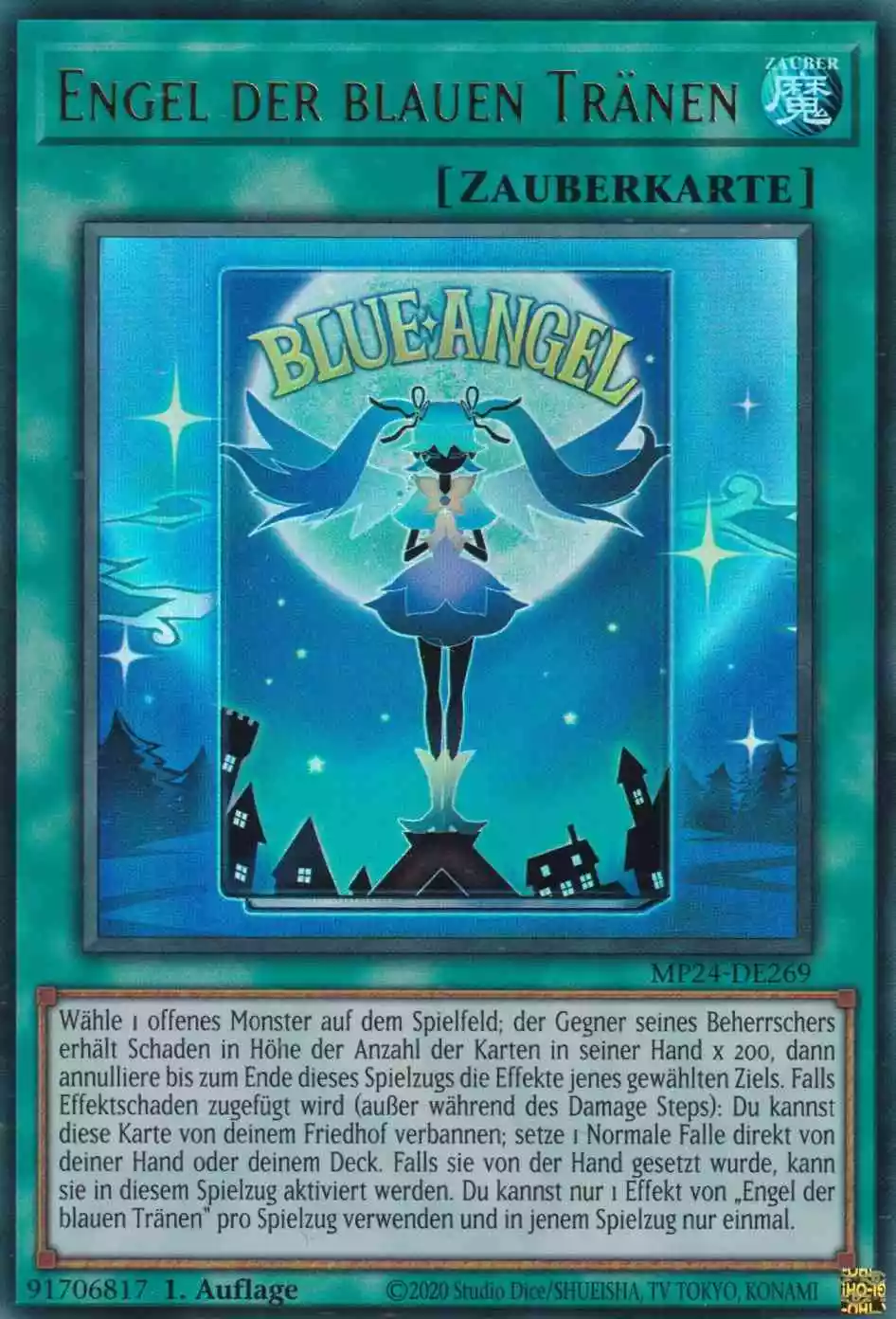 Engel der blauen Tränen Ultra Rare MP24-DE269 Yugioh Karte Engel der blauen Tränen MP24-DE269 ist in Ultra Rare Yu-Gi-Oh Karte aus 25th Anniversary Tin Dueling Mirrors 1.Auflage