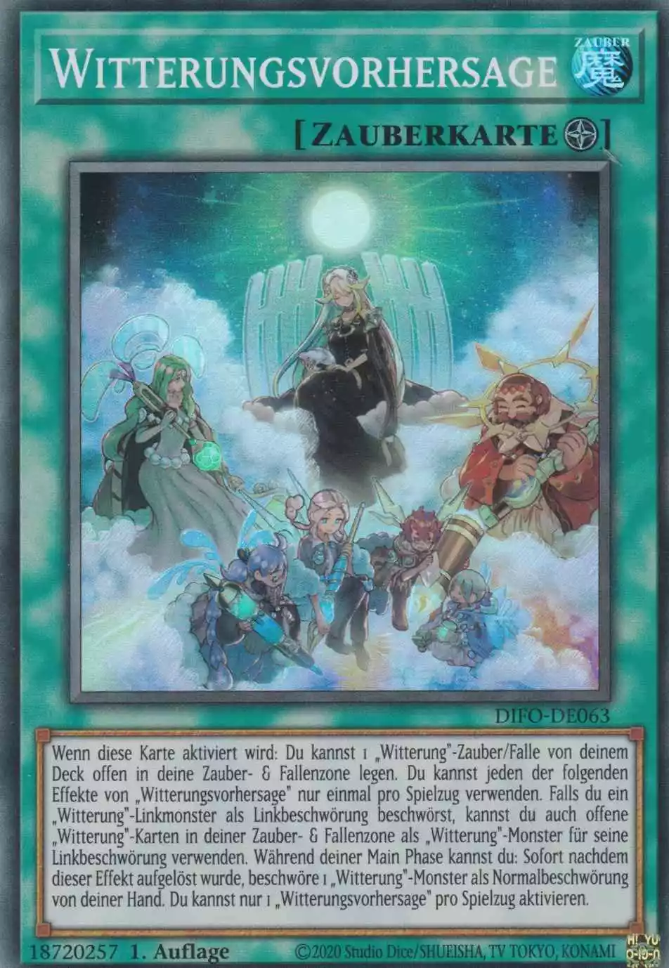 Witterungsvorhersage DIFO-DE063 ist in Super Rare Yu-Gi-Oh Karte aus Dimension Force 1.Auflage