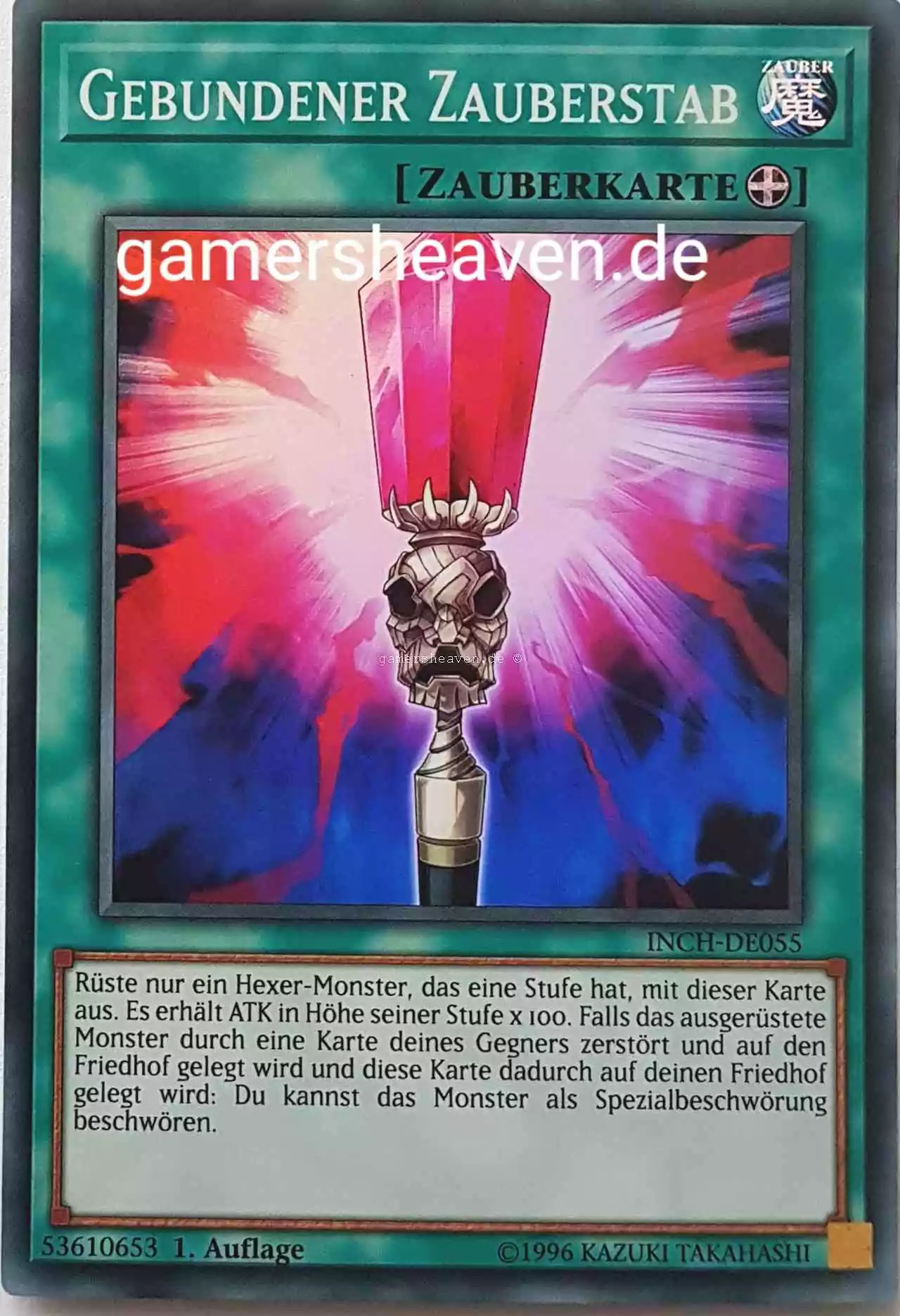 Gebundener Zauberstab INCH-DE055 ist in Super Rare Yu-Gi-Oh Karte aus The Infinity Chasers 1.Auflage