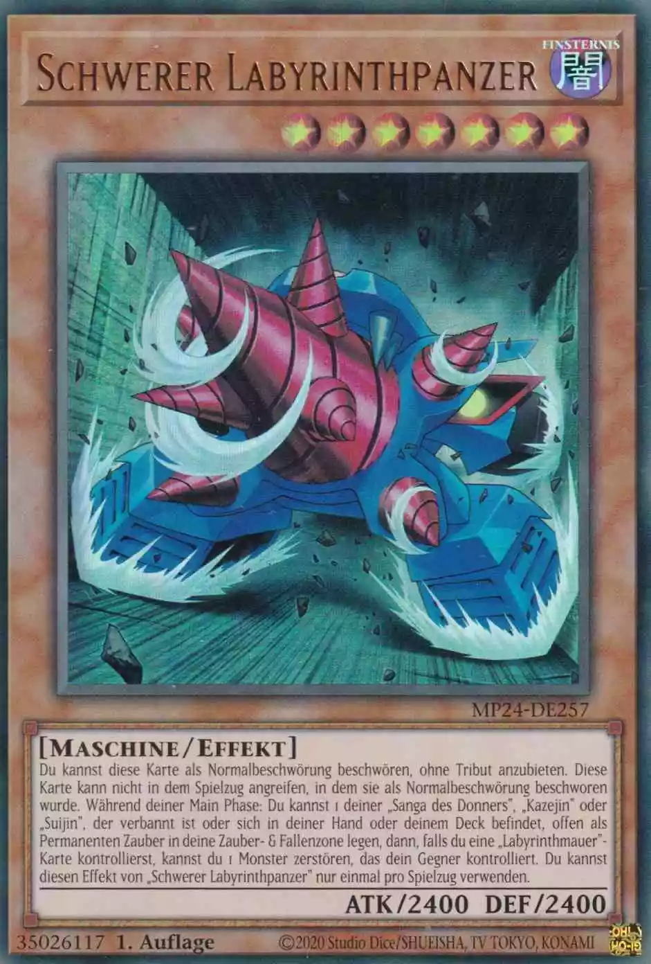 Schwerer Labyrinthpanzer MP24-DE257 ist in Ultra Rare Yu-Gi-Oh Karte aus 25th Anniversary Tin Dueling Mirrors 1.Auflage