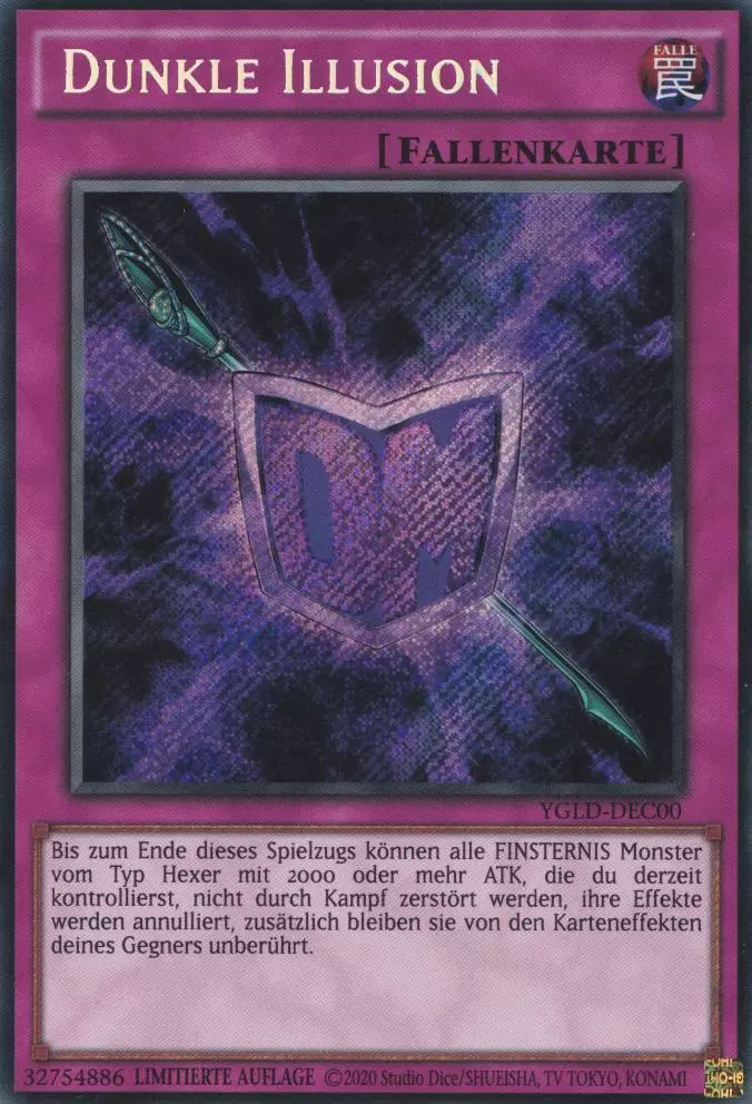 Dunkle Illusion YGLD-DEC00 ist in Secret Rare Yu-Gi-Oh Karte aus Yugis Legendary Decks - King of Games Limitierte Auflage 