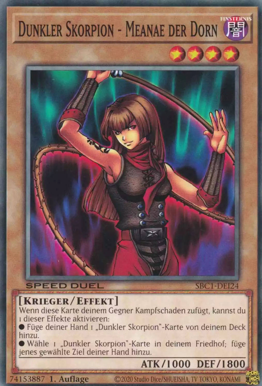 Dunkler Skorpion - Meanae der Dorn SBC1-DEI24 ist in Common Yu-Gi-Oh Karte aus Streets of Battle City 1.Auflage
