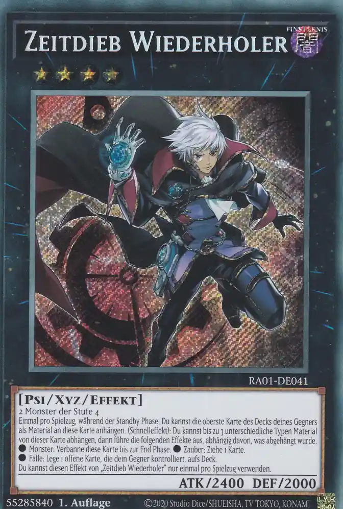 ra01-de041-scr-zeitdieb-wiederholer-secret-rare-25th-anniversary-rarity-collection Zeitdieb Wiederholer RA01-DE041 ist in Secret Rare Yu-Gi-Oh Karte aus 25th Anniversary Rarity Collection 1.Auflage