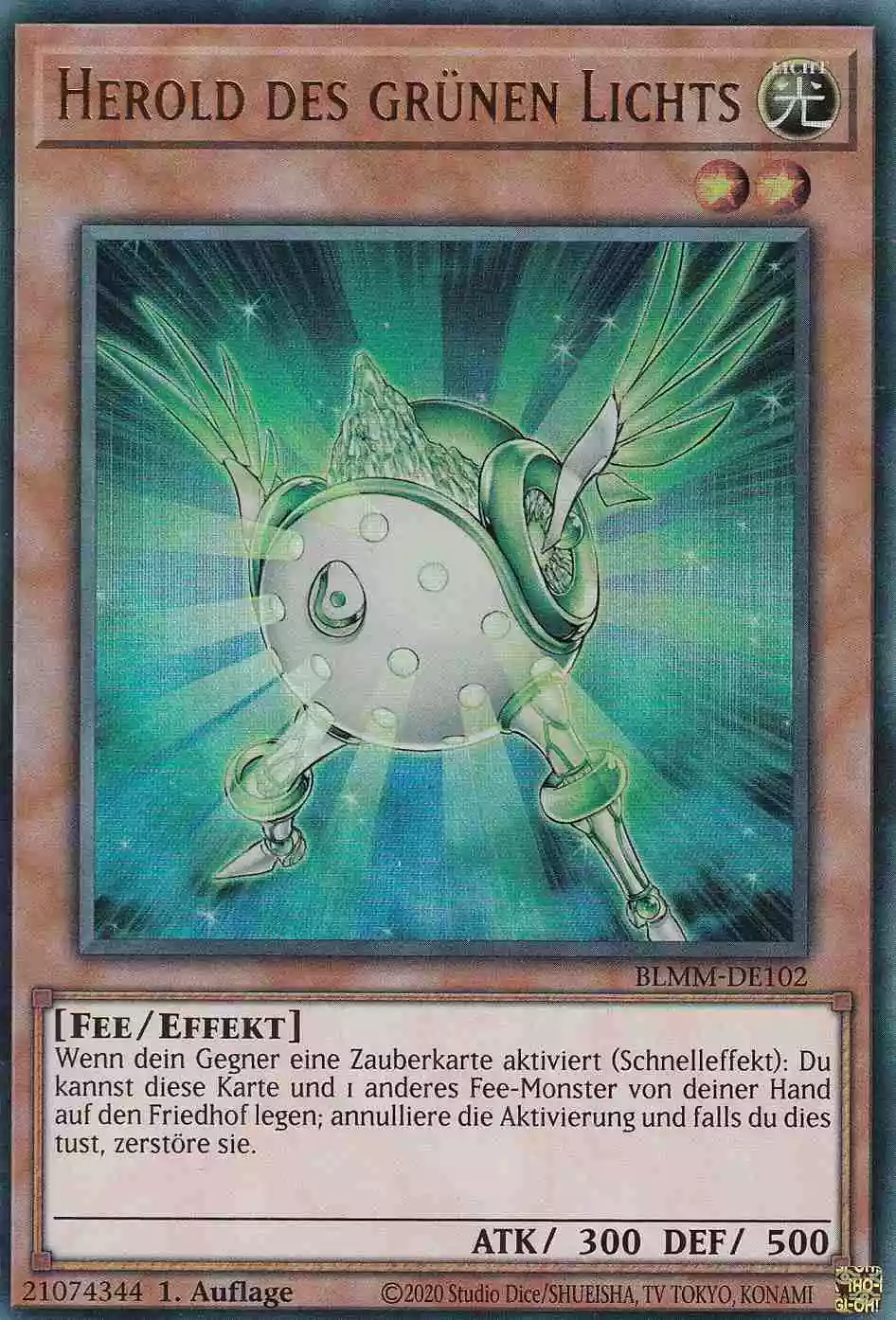 Herold des grünen Lichts Ultra Rare BLMM-DE102 Yugioh Karte Herold des grünen Lichts BLMM-DE102 ist in Ultra Rare Yu-Gi-Oh Karte aus Battles of Legend Monster Mayhem 1.Auflage
