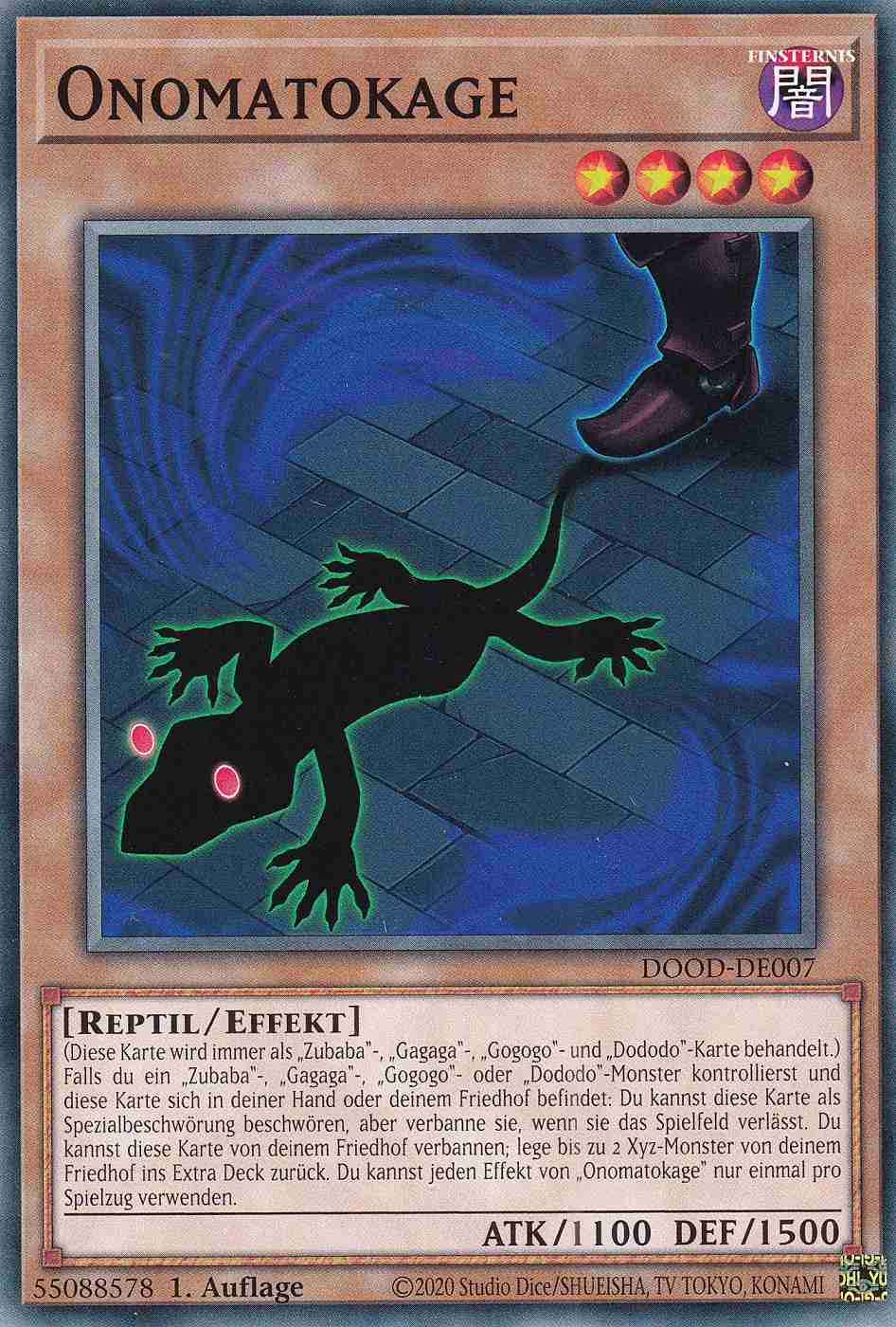 Onomatokage DOOD-DE007 ist in Common Yu-Gi-Oh Karte aus Doom of Dimensions 1.Auflage