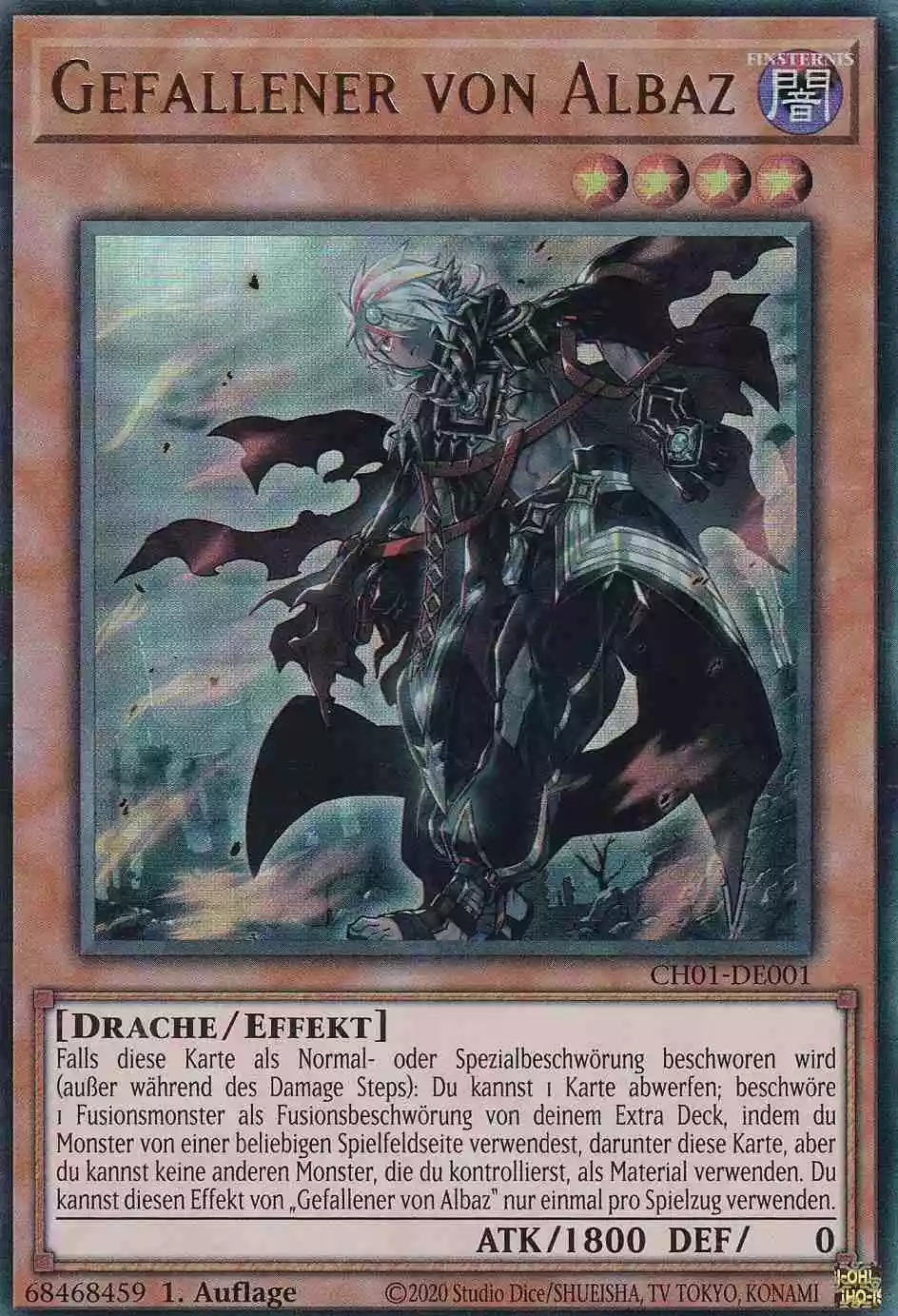 Gefallener von Albaz CH01-DE001 ist in Ultra Rare Yu-Gi-Oh Karte aus THE CHRONICLES DECK: The Fallen & The Virtuous 1.Auflage