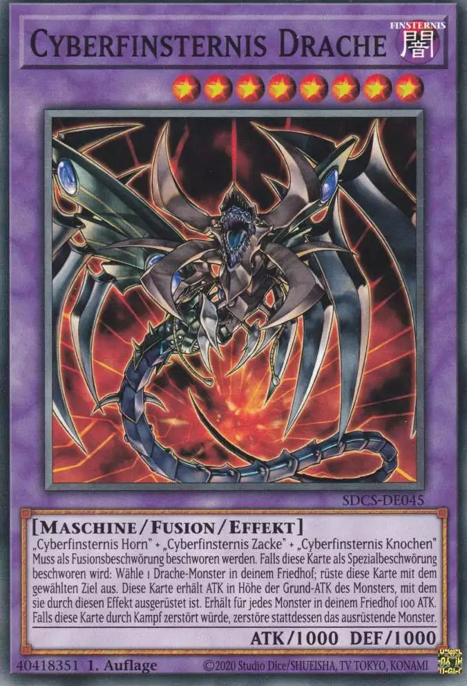 Cyberfinsternis Drache SDCS-DE045 ist in Common Yu-Gi-Oh Karte aus Cyber Strike 1.Auflage