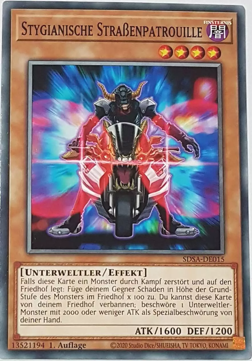 Stygianische Straßenpatrouille SDSA-DE015 ist in Common Yu-Gi-Oh Karte aus Sacred Beasts 1.Auflage