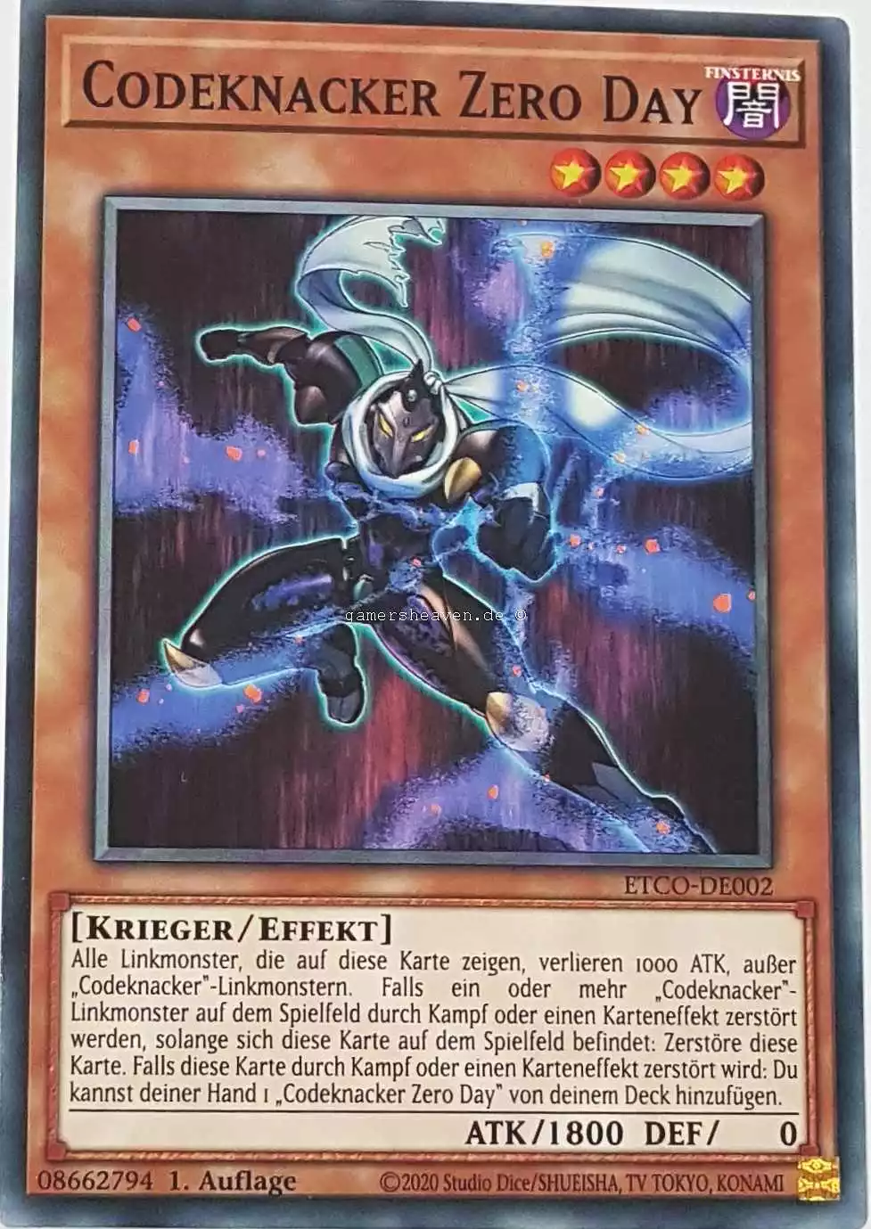 Codeknacker Zero Day ETCO-DE002 ist in Common Yu-Gi-Oh Karte aus Eternity Code 1.Auflage