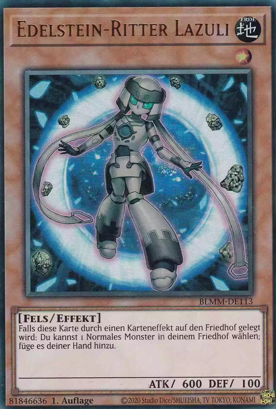 Edelstein-Ritter Lazuli Ultra Rare BLMM-DE113 Yugioh Karte Edelstein-Ritter Lazuli BLMM-DE113 ist in Ultra Rare Yu-Gi-Oh Karte aus Battles of Legend Monster Mayhem 1.Auflage