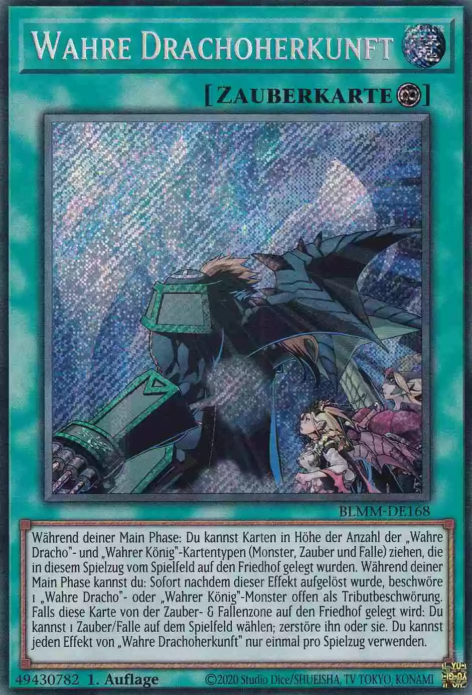 Wahre Drachoherkunft Secret Rare BLMM-DE168 Yugioh Karte Wahre Drachoherkunft BLMM-DE168 ist in Secret Rare Yu-Gi-Oh Karte aus Battles of Legend Monster Mayhem 1.Auflage