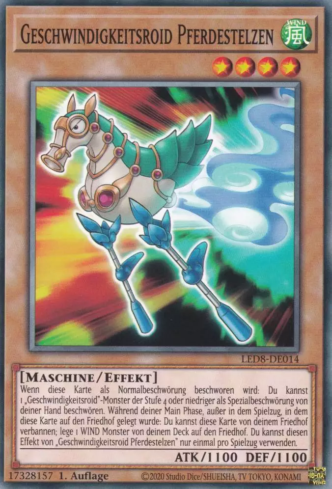 Geschwindigkeitsroid Pferdestelzen LED8-DE014 ist in Common Yu-Gi-Oh Karte aus Legendary Duelists Synchro Storm 1.Auflage