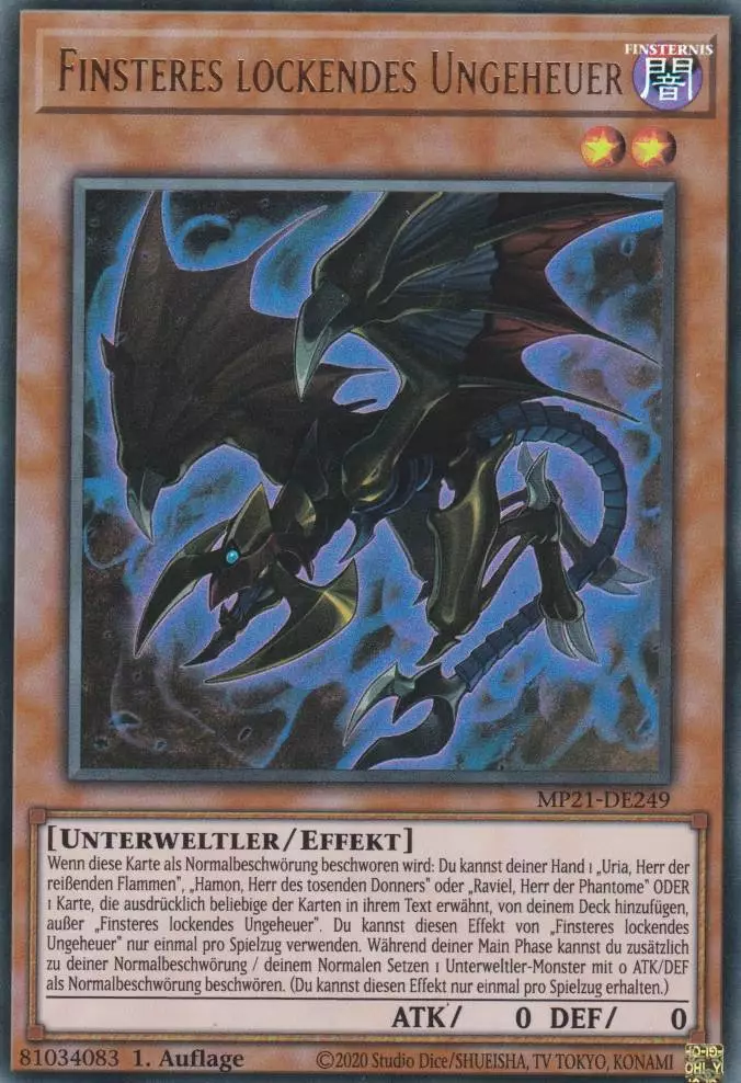 Finsteres lockendes Ungeheuer MP21-DE249 ist in Ultra Rare Yu-Gi-Oh Karte aus Tin of Ancient Battles 1.Auflage