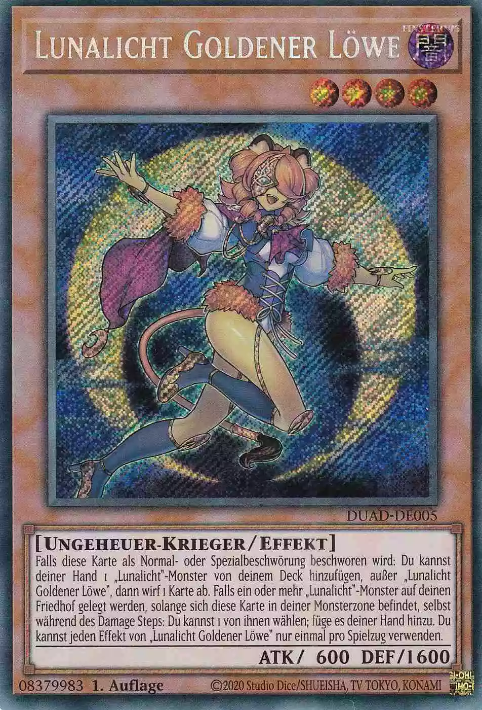 Lunalicht Goldener Löwe DUAD-DE005 ist in Secret Rare Yu-Gi-Oh Karte aus Duelist’s Advance 1.Auflage