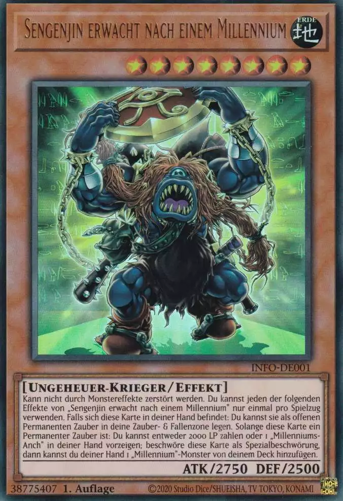 Sengenjin erwacht nach einem Millennium INFO-DE001 ist in Ultra Rare Yu-Gi-Oh Karte aus The Infinite Forbidden 1.Auflage