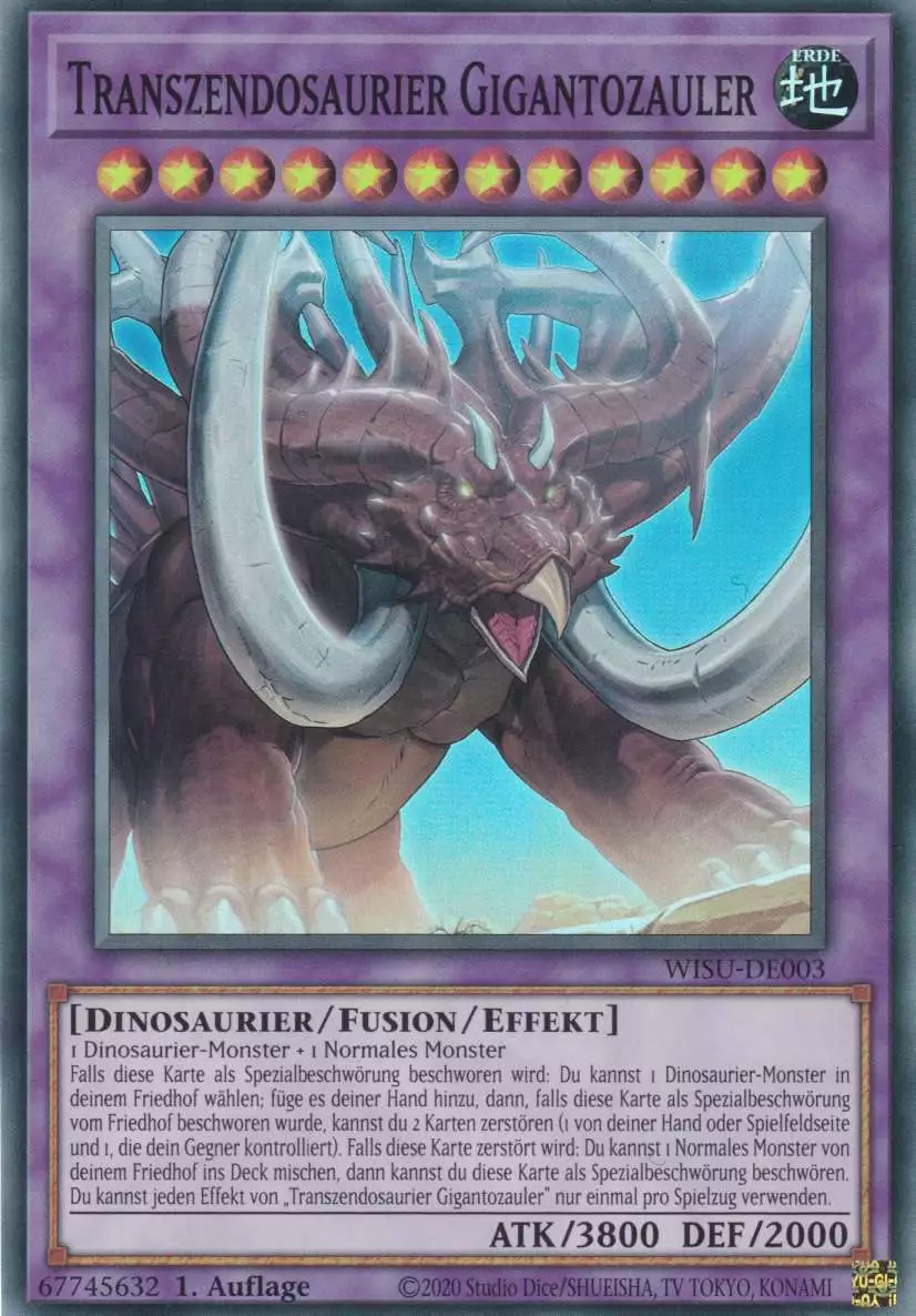 Transzendosaurier Gigantozauler WISU-DE003 ist in Super Rare Yu-Gi-Oh Karte aus Wild Survivors 1.Auflage