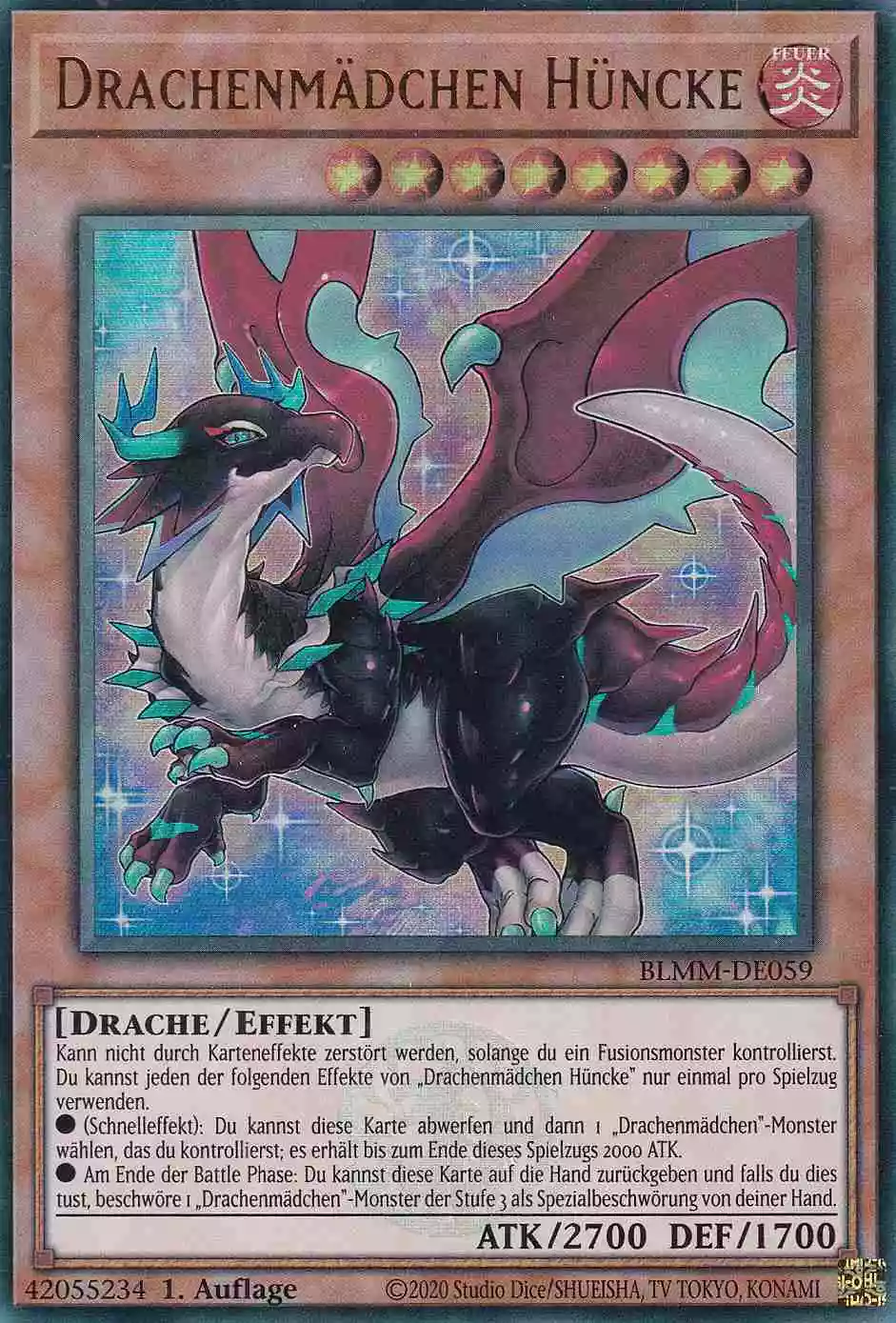 Drachenmädchen Hüncke Ultra Rare BLMM-DE059 Yugioh Karte Drachenmädchen Hüncke BLMM-DE059 ist in Ultra Rare Yu-Gi-Oh Karte aus Battles of Legend Monster Mayhem 1.Auflage