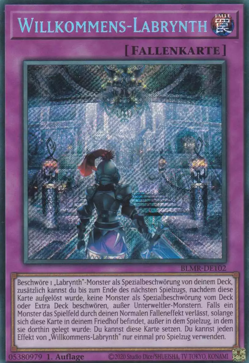 Willkommens-Labrynth BLMR-DE102 ist in Secret Rare Yu-Gi-Oh Karte aus Battles of Legend Monstrous Revenge 1.Auflage