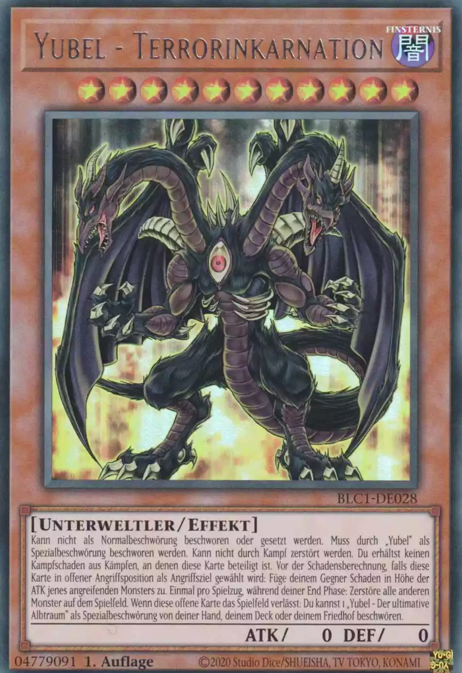 Yubel - Terrorinkarnation BLC1-DE028 ist in Silber Ultra Rare Yu-Gi-Oh Karte aus Battles of Legend Chapter 1 1.Auflage