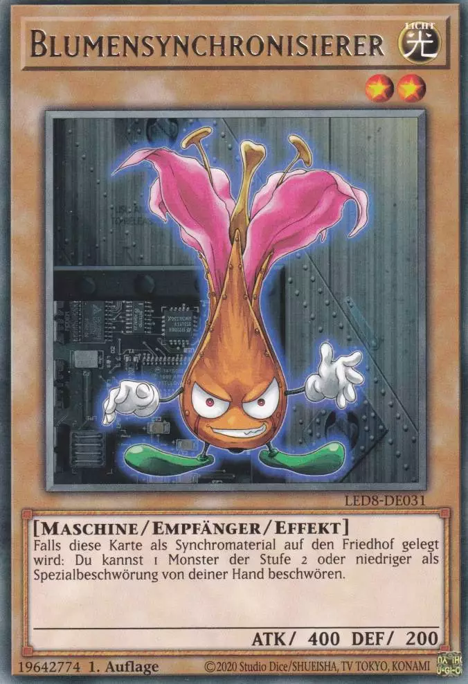 Blumensynchronisierer LED8-DE031 ist in Rare Yu-Gi-Oh Karte aus Legendary Duelists Synchro Storm 1.Auflage