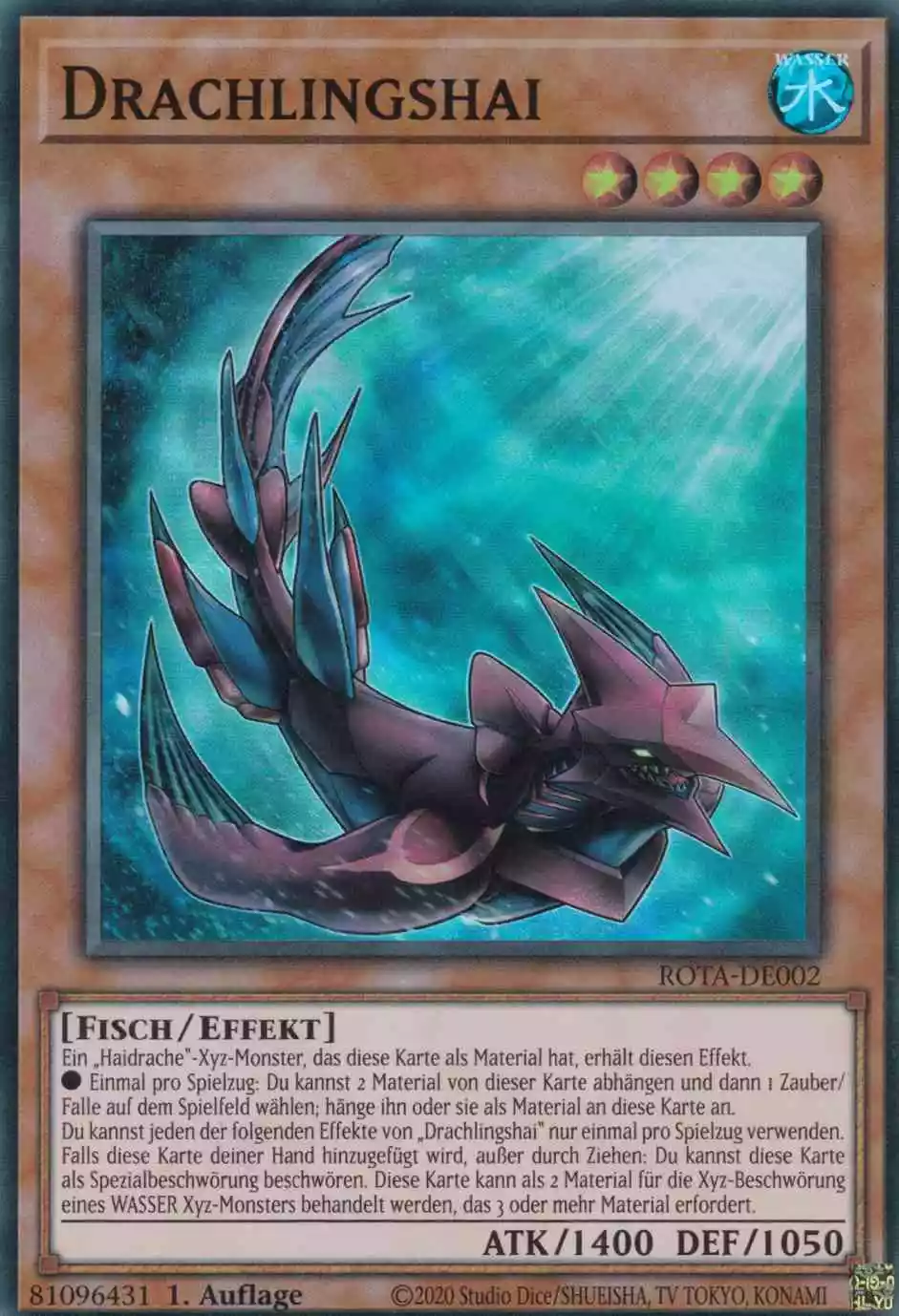 Drachlingshai ROTA-DE002 ist in Super Rare Yu-Gi-Oh Karte aus Rage of the Abyss 1.Auflage