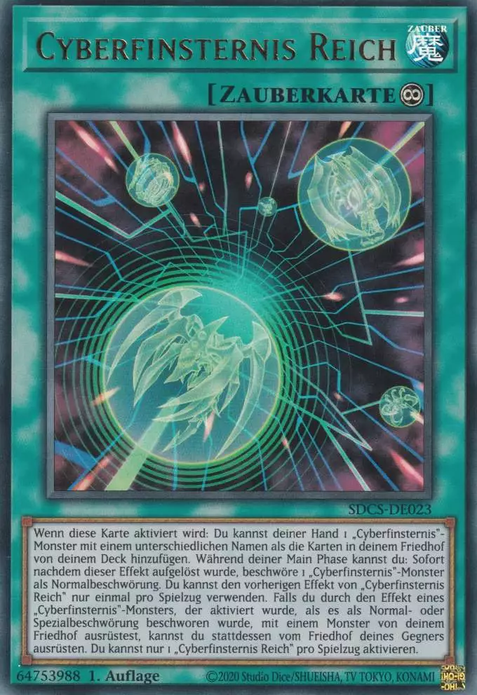 Cyberfinsternis Reich SDCS-DE023 ist in Ultra Rare Yu-Gi-Oh Karte aus Cyber Strike 1.Auflage