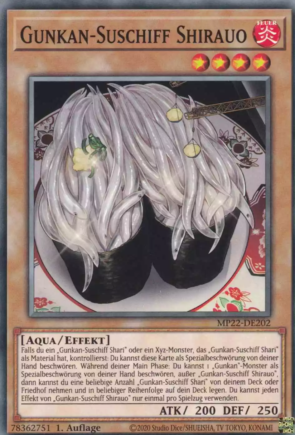 Gunkan-Suschiff Shirauo MP22-DE202 ist in Common Yu-Gi-Oh Karte aus Tin of the Pharaoh’s Gods 1.Auflage