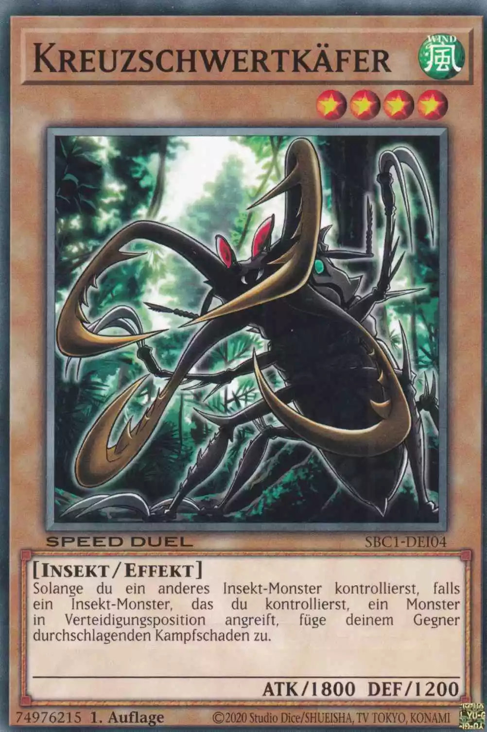 Kreuzschwertkäfer SBC1-DEI04 ist in Common Yu-Gi-Oh Karte aus Streets of Battle City 1.Auflage