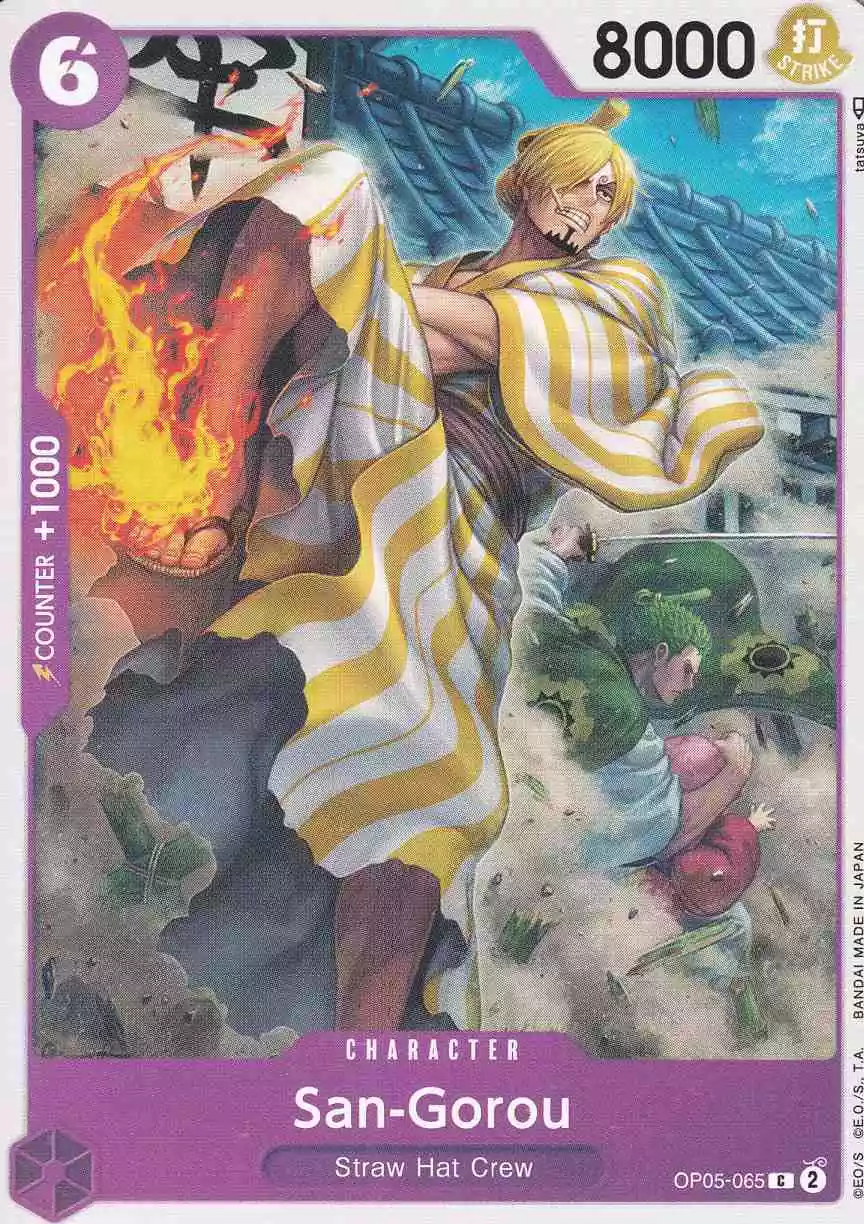 op05-065-san-gorou-common-awakening-of-the-new-era San-Gorou OP05-065 ist in Common. Die One Piece Karte ist aus Awakening of the New Era in Normal Art.
