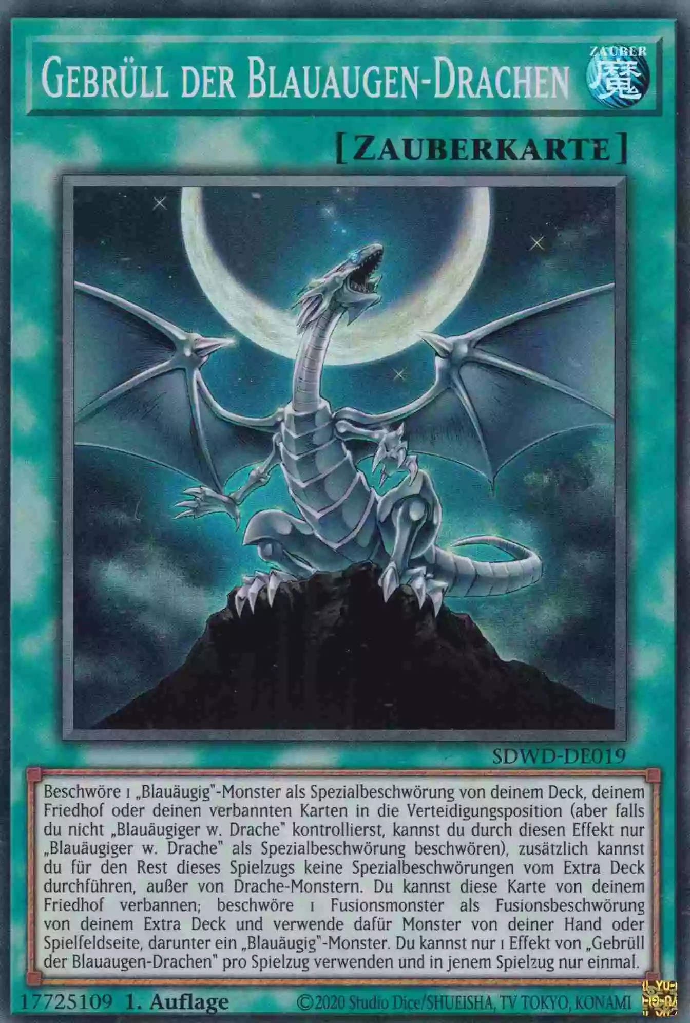 Gebrüll der Blauaugen-Drachen SDWD-DE019 ist in Super Rare Yu-Gi-Oh Karte aus Blue-Eyes White Destiny 1.Auflage