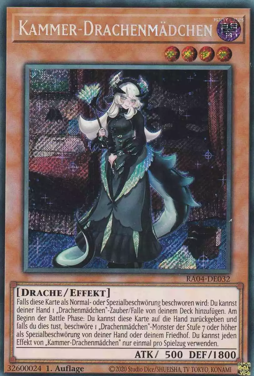 Kammer-Drachenmädchen RA04-DE032 ist in Secret Rare Yu-Gi-Oh Karte aus Quarter Century Stampede 1.Auflage