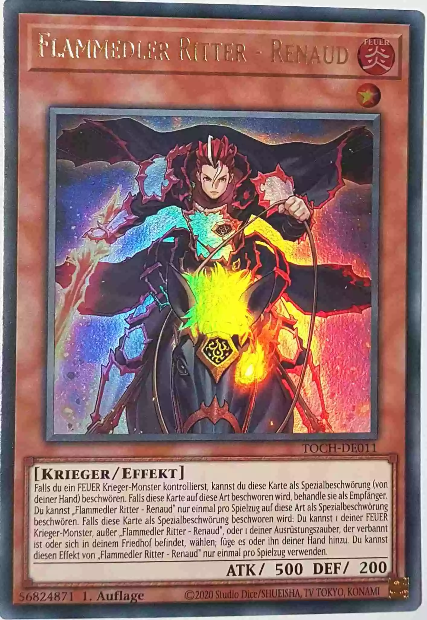 Flammedler Ritter - Renaud TOCH-DE011 ist in Ultra Rare Yu-Gi-Oh Karte aus Toon Chaos 1.Auflage