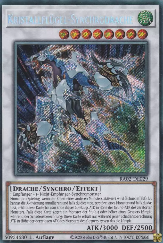 Kristallflügel-Synchrodrache RA02-DE029 ist in Secret Rare Yu-Gi-Oh Karte aus 25th Anniversary Rarity Collection 2 1.Auflage