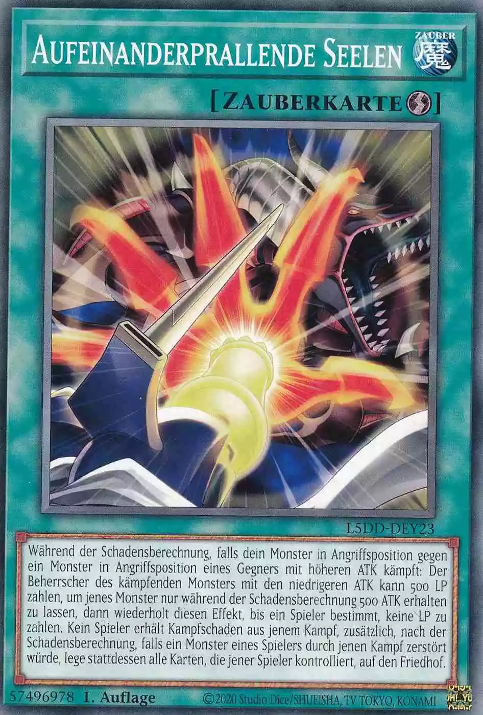 Aufeinanderprallende Seelen L5DD-DEY23 ist in Common Yu-Gi-Oh Karte aus Legendary 5D’s Decks 1.Auflage