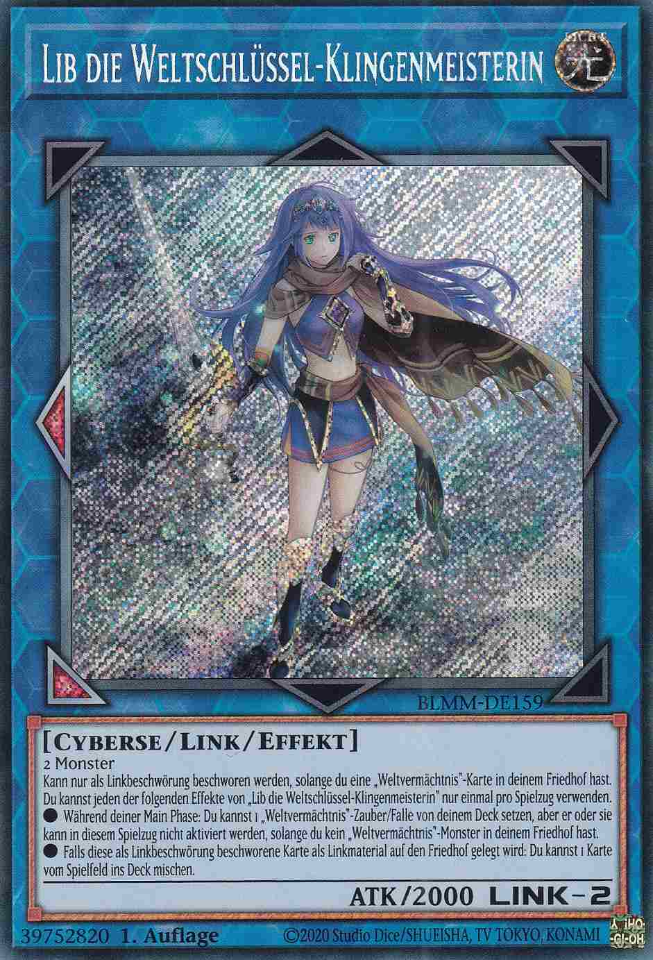 Lib die Weltschlüssel-Klingenmeisterin BLMM-DE159 ist in Secret Rare Yu-Gi-Oh Karte aus Battles of Legend Monster Mayhem 1.Auflage