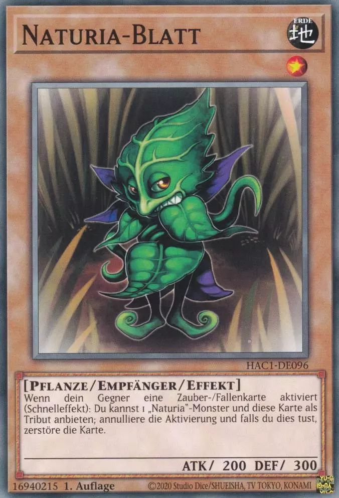 Naturia-Blatt HAC1-DE096 ist in Common Yu-Gi-Oh Karte aus Hidden Arsenal Chapter 1 1.Auflage