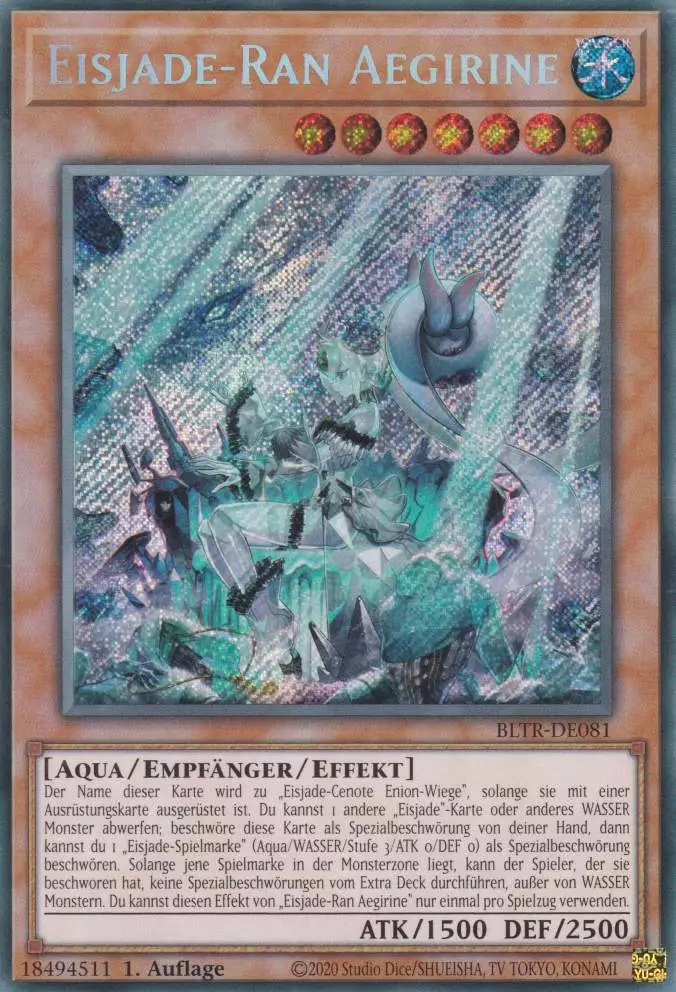 Eisjade-Ran Aegirine BLTR-DE081 ist in Secret Rare Yu-Gi-Oh Karte aus Battles of Legend Terminal Revenge 1.Auflage