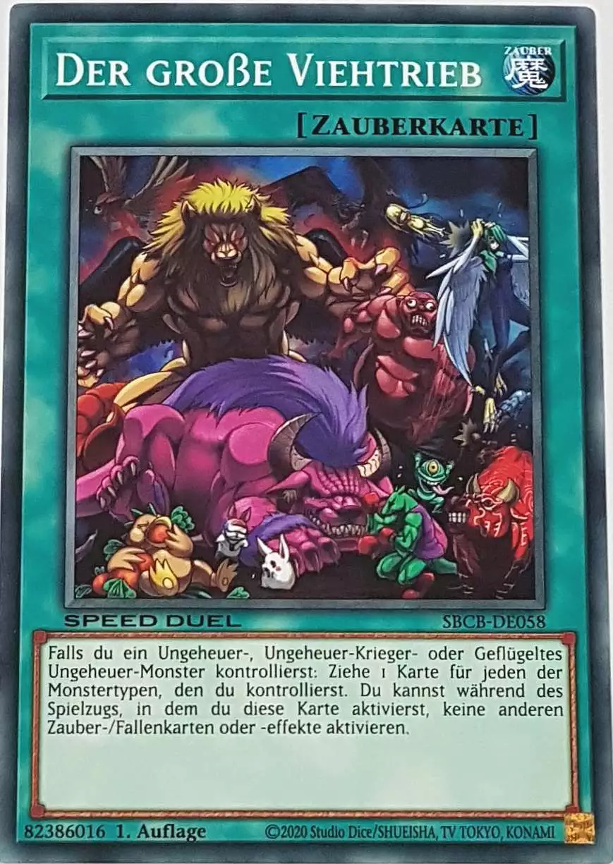 Der große Viehtrieb SBCB-DE058 ist in Common Yu-Gi-Oh Karte aus Speed Duel Battle City Box 1. Auflage