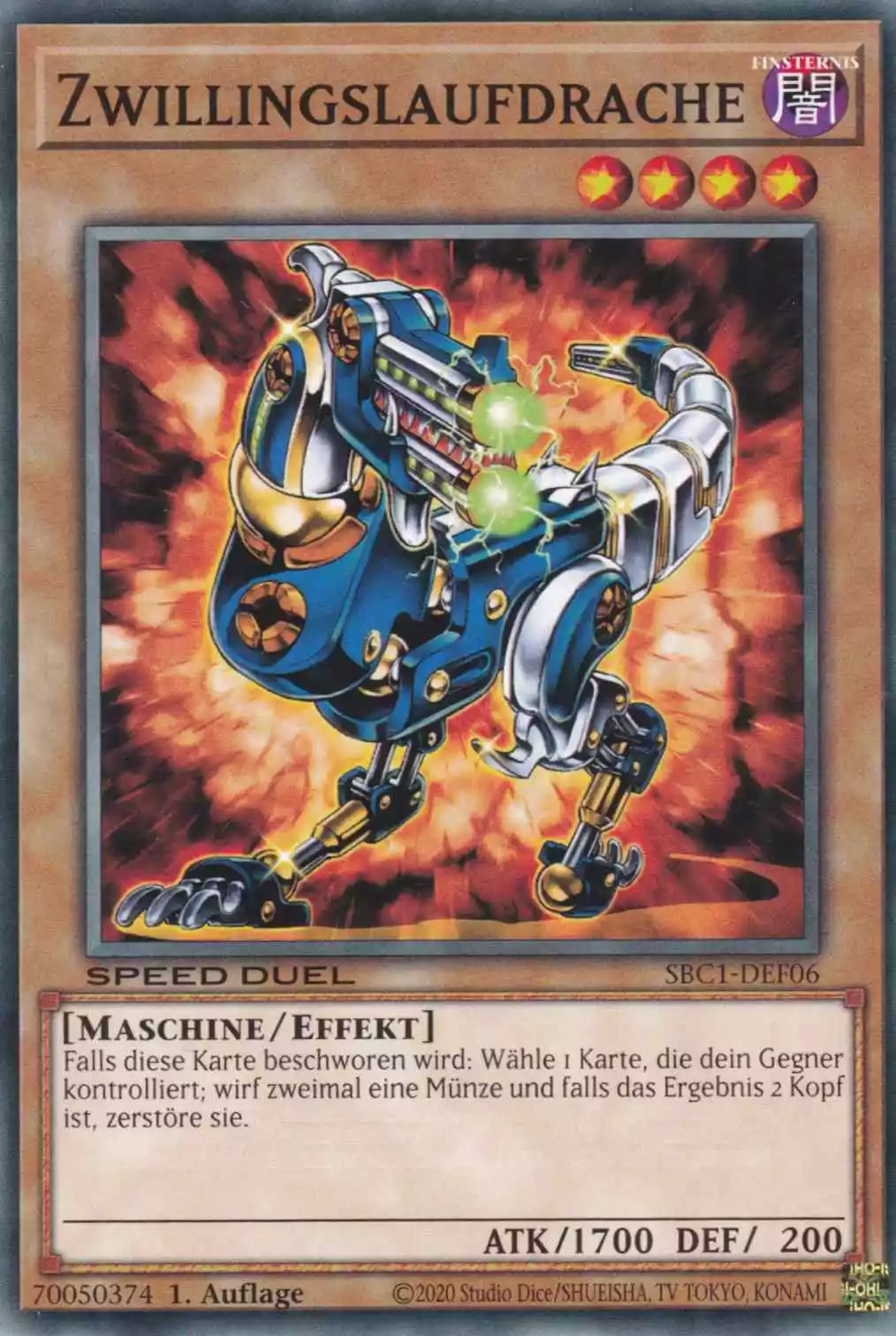 Zwillingslaufdrache SBC1-DEF06 ist in Common Yu-Gi-Oh Karte aus Streets of Battle City 1.Auflage