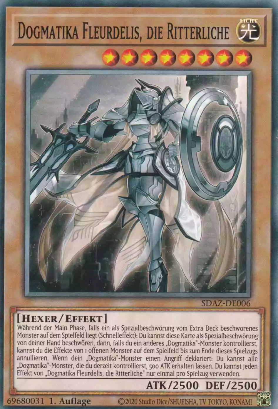 Dogmatika Fleurdelis, die Ritterliche SDAZ-DE006 ist in Common Yu-Gi-Oh Karte aus Structure Deck Albaz Strike 1.Auflage