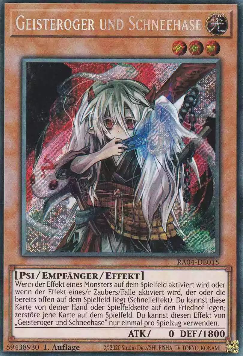 Geisteroger und Schneehase RA04-DE015 ist in Secret Rare Yu-Gi-Oh Karte aus Quarter Century Stampede 1.Auflage