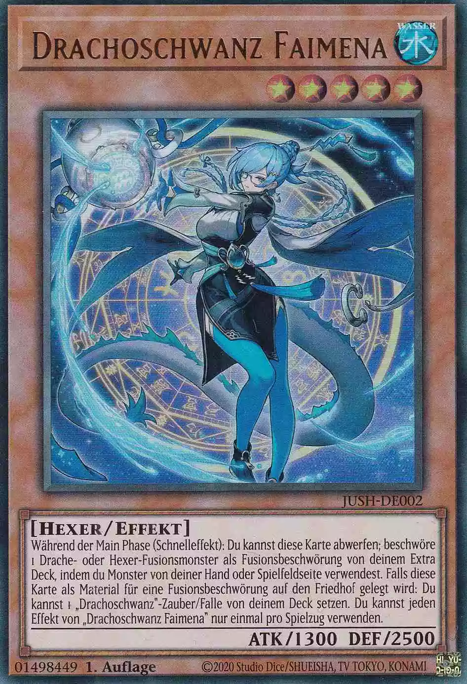 Drachoschwanz Faimena JUSH-DE002 ist in Ultra Rare Yu-Gi-Oh Karte aus Justice Hunters 1.Auflage